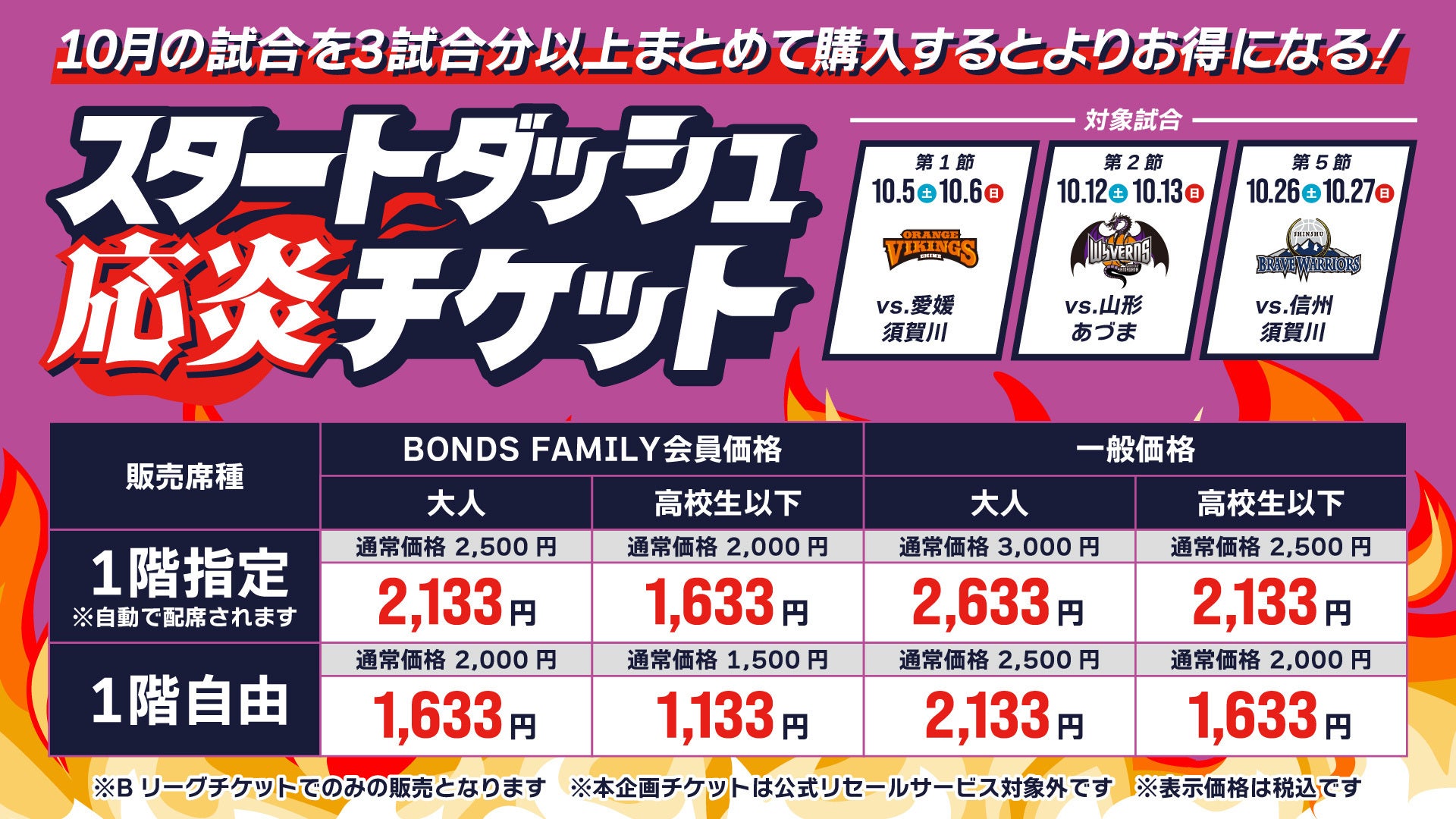 2024-25シーズン 企画チケットのご案内 | 福島ファイヤーボンズ